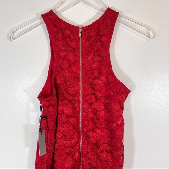 NWT Lovers + Friends Red Merlot Caspian Shift Cocktail Dress Sleeveless Lace - Picture 7 of 11